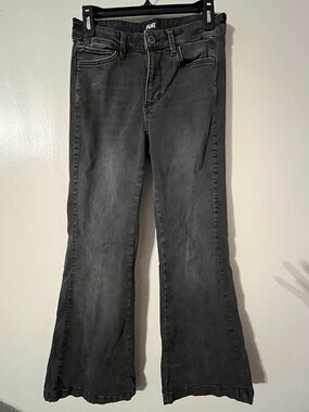 EUC VINTAGE INSPIRED PAIGE GENEVIEVE HIGH-RISE WIDE LEG MOONUT BLACK JEANS SZ 28
